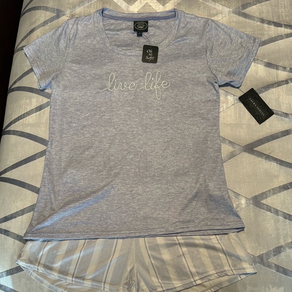 Laura Ashley - 2-piece Heather Blue Top and Bottoms - Size Small